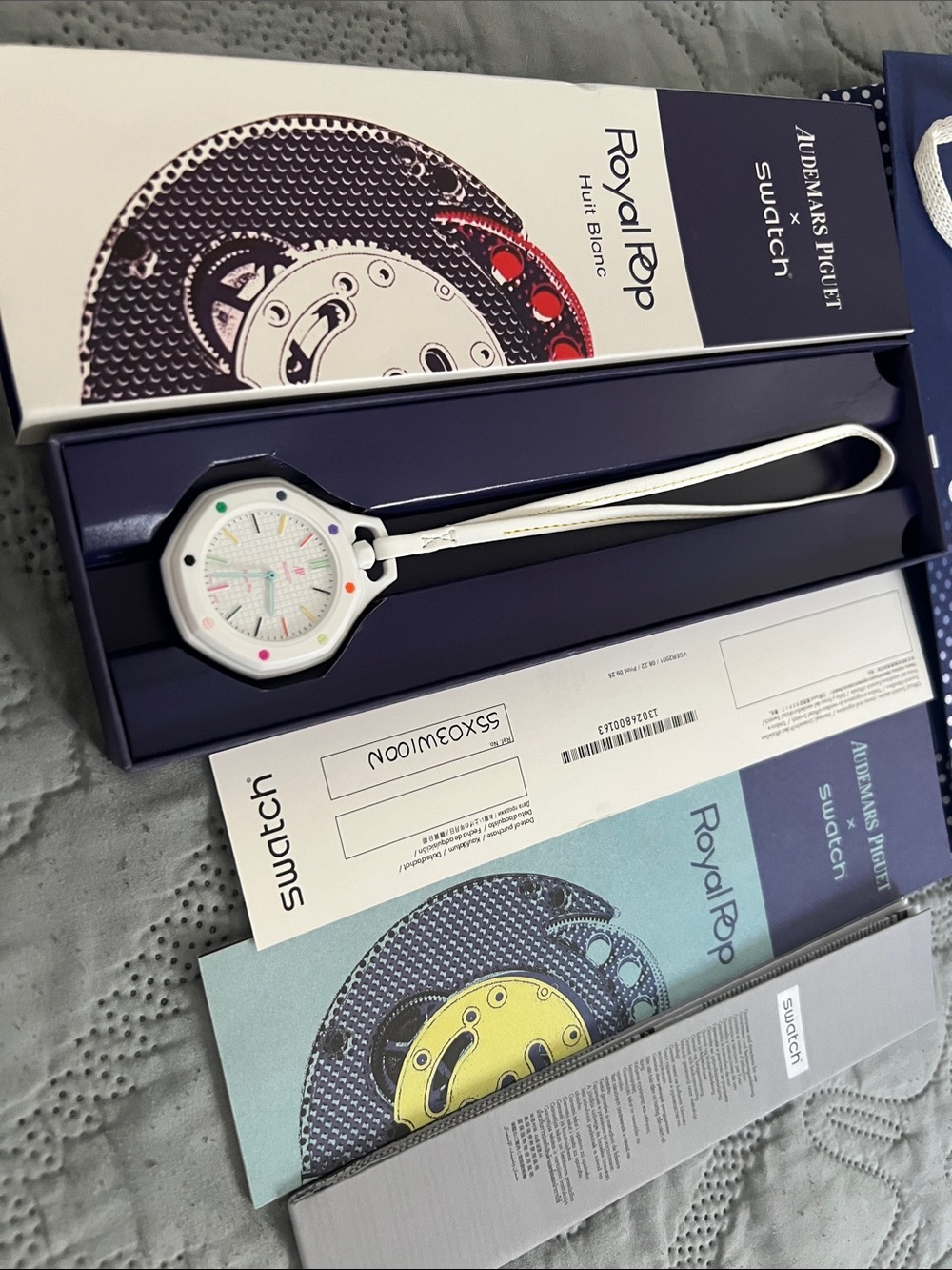 Shipping on July 3 AP Swatch Royal Pop Huit Blanc with Multicolors with Strap